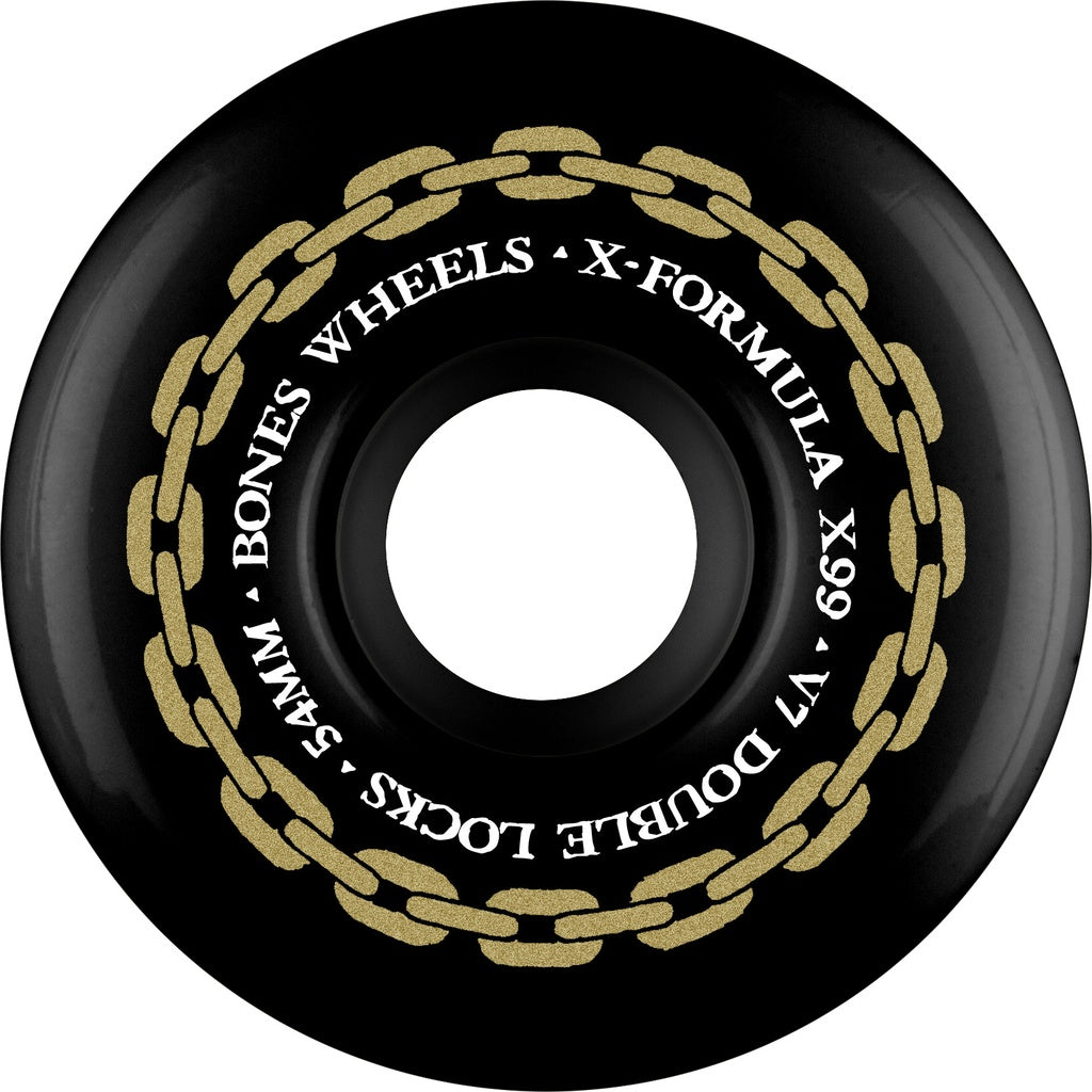 Bones X-Formula Double Locks V7 54mm X99 Skateboard Wheels — Black (Set of 4)