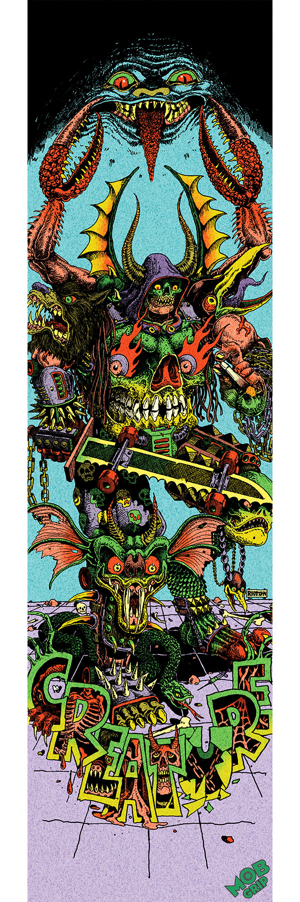 Creature Riot1394 Hallucination Grip Tape 9in x 33in Sheet Graphic Mob