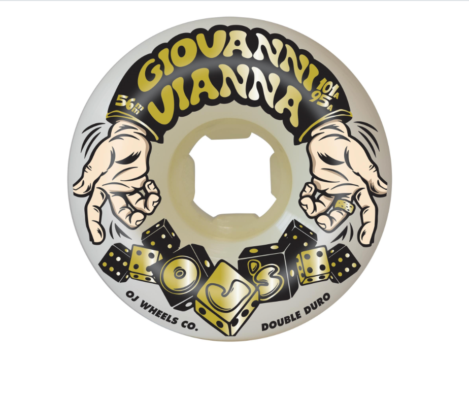 56mm Giovanni Vianna High Roller Double Duro White Mini Combo 101a/95a OJ Skateboard Wheels