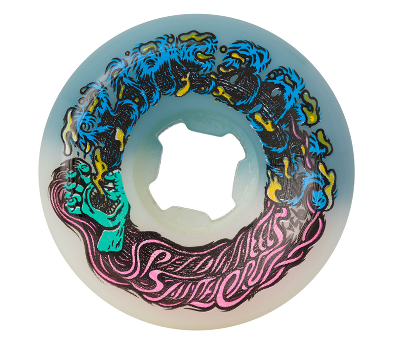 54mm Hairballs 50-50 White Teal 95a Slime Balls Skateboard Wheels