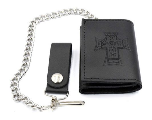 DOGTOWN TRIFOLD LEATHER CHAIN WALLET