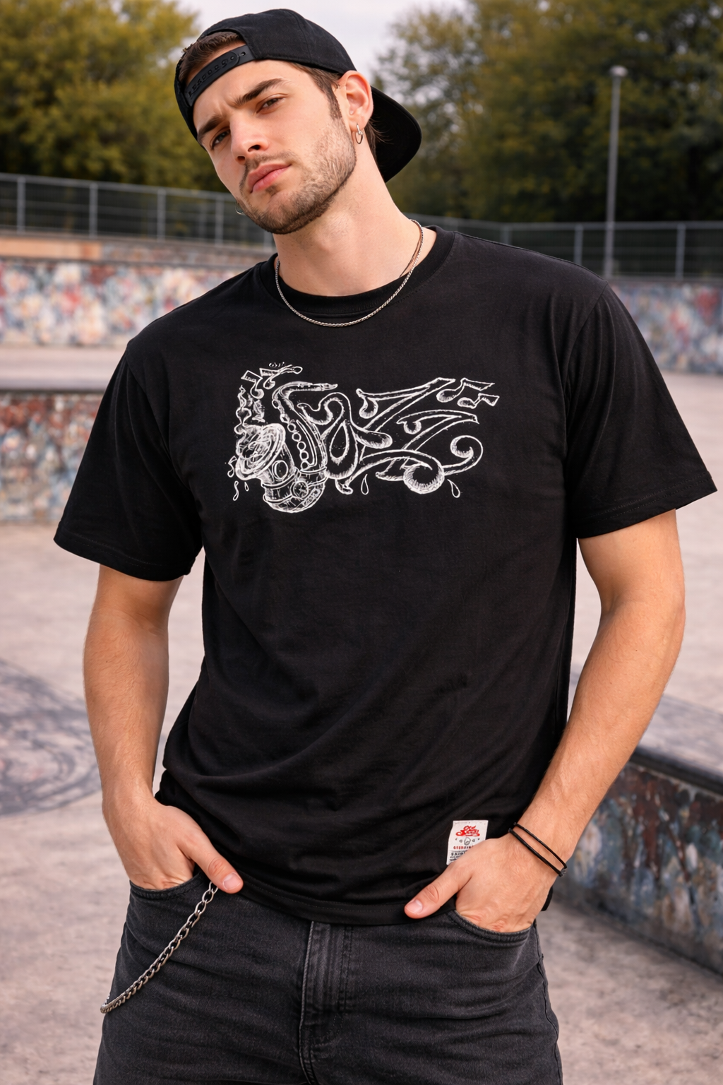 Old Skull Streetwear – Black “Flow” Tee