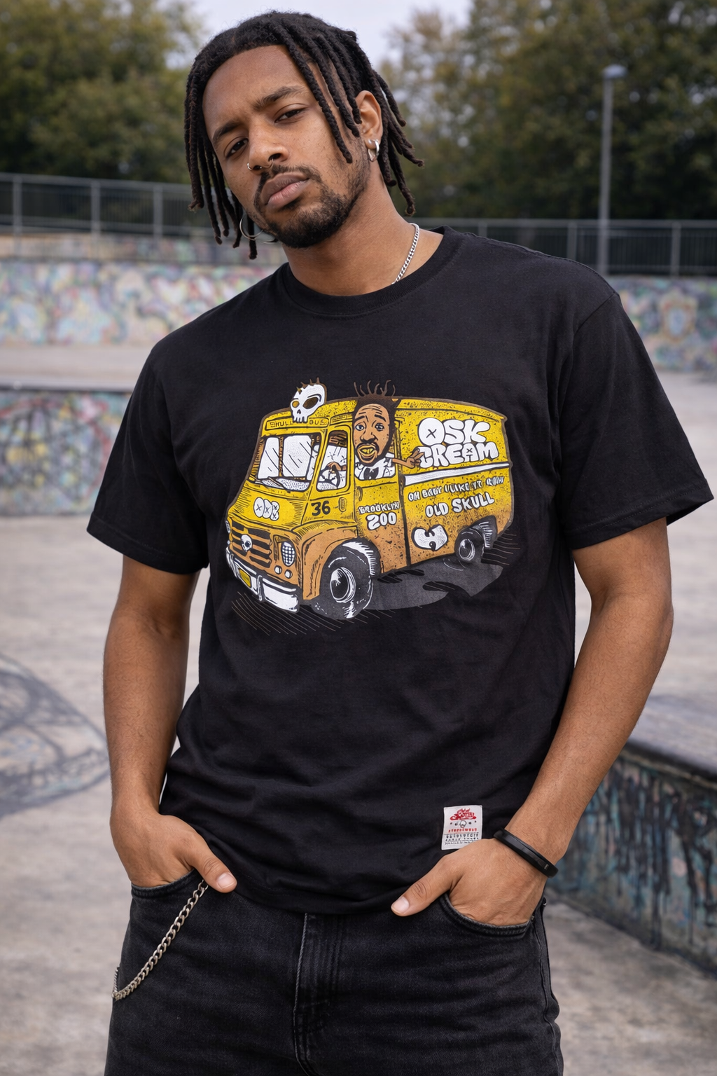 Old Skull Streetwear – Black Skull Bus Tee