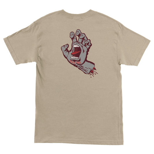 Screaming Hand S/S Heavyweight T-Shirt Sand W/Maroon/Grey Lg Mens Santa Cruz