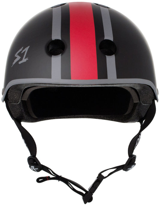 S1 LIFER HELMET - BLACK MATTE W/ RED & GREY STRIPES - EDDIE ELGUERA