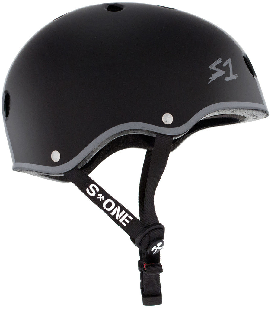 S1 LIFER HELMET - BLACK MATTE W/ RED & GREY STRIPES - EDDIE ELGUERA
