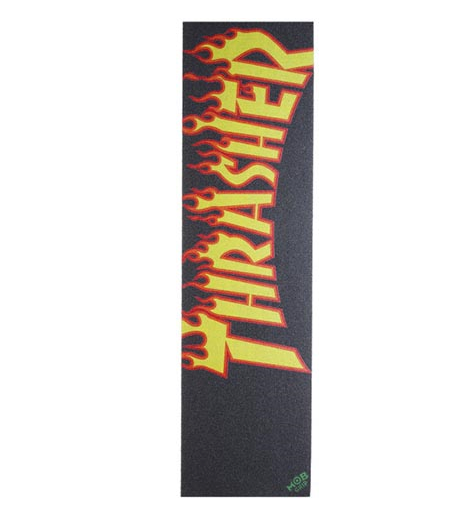 MOB GRIP 9" THRASHER YELLOW AND ORANGE FLAME LOGO