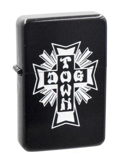 DOGTOWN CROSS LOGO FLIP TOP METAL LIGHTER BLACK/WHITE