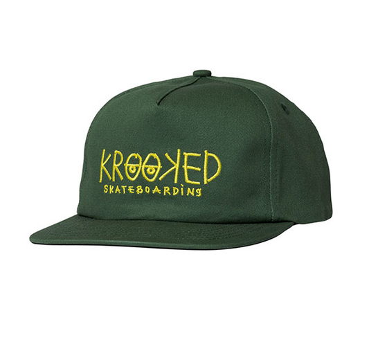 KROOKED KROOKED EYES SNAPBACK HAT DARK GREEN/YELLOW