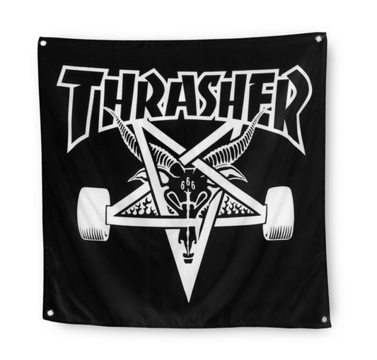 THRASHER SK8GOAT BANNER BLACK/WHT