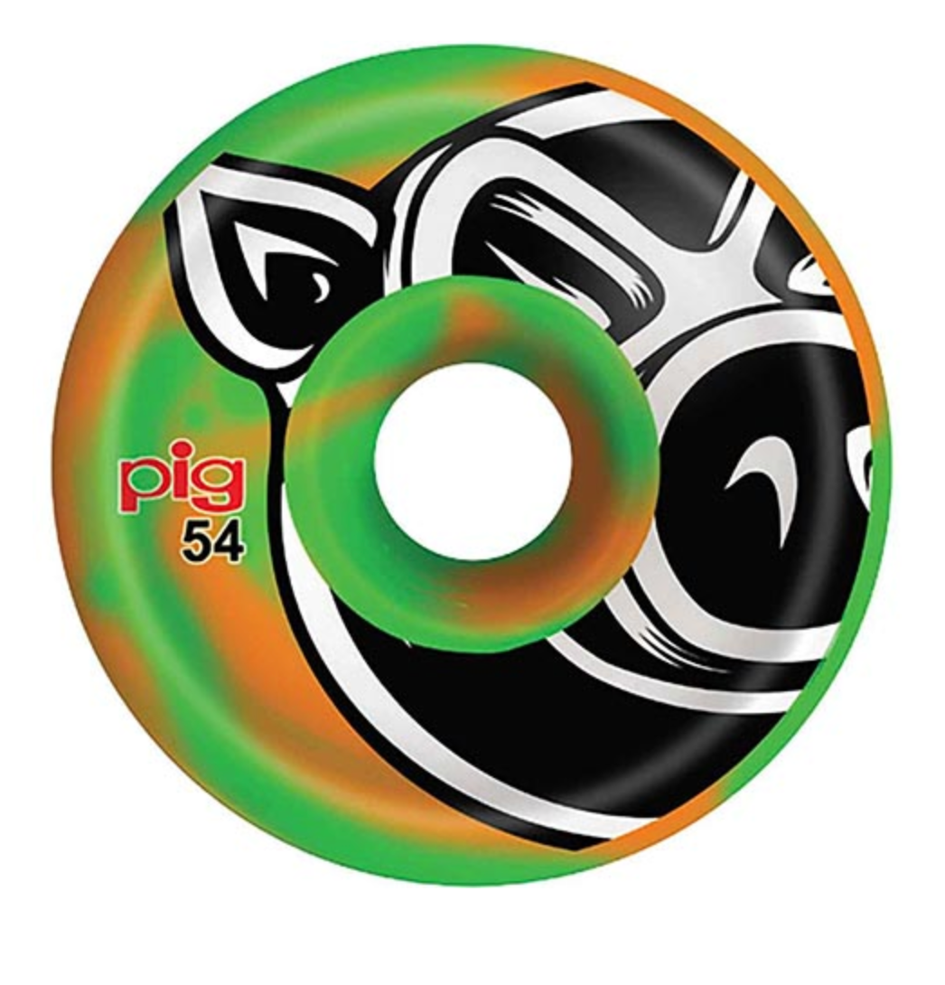 PIG HEAD C-LINE SWIRL GREEN/ORANGE 54MM 101A (Set of 4)