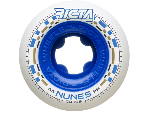 55mm Nunes Cores White Wide 99a Ricta Skateboard Wheels