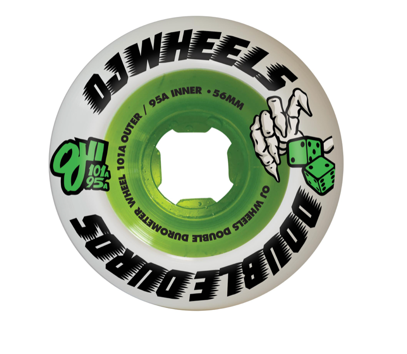 56mm Double Duro White Green Mini Combo 101a/95a OJ Skateboard Wheels