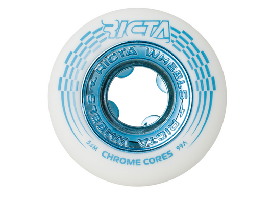 54mm Chrome Core White Teal 99a Ricta Wheels