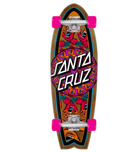 Mandala Hand 8.8in x 27.7in Shark Cruiser Skateboard Santa Cruz