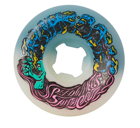54mm Hairballs 50-50 White Teal 95a Slime Balls Skateboard Wheels