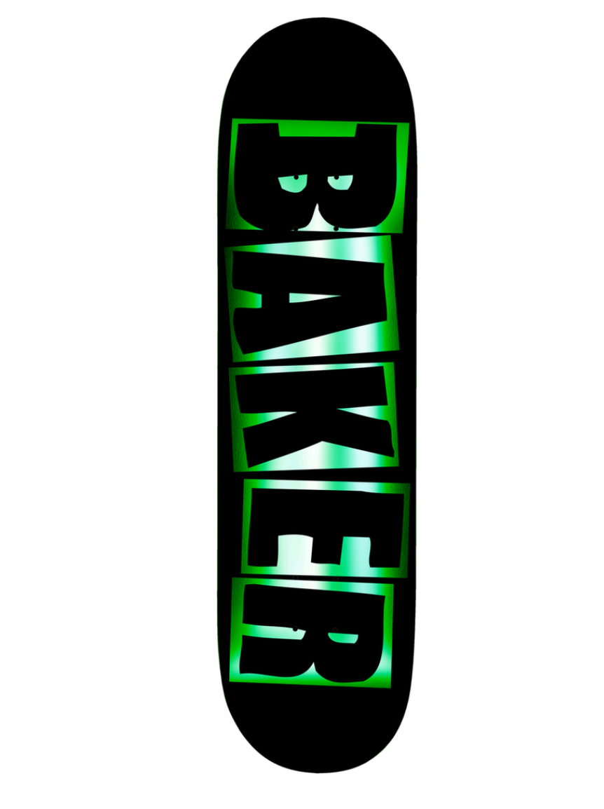 BAKER JACOPO BRAND LOGO BLACK/GREEN FOIL DECK 8.25