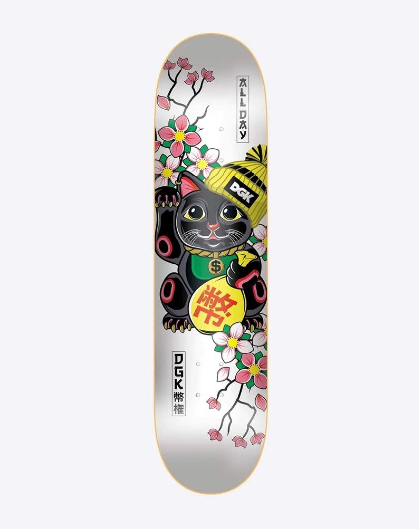 DGK TEAM LUCKY CAT WHITE DECK 8.25